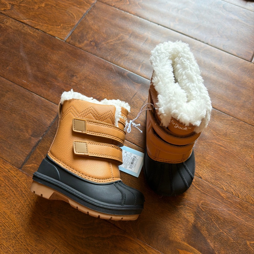 Cat & Jack Denver Tan Waterproof Snow Boots Faux Fur Trim Toddler Size 6 NEW